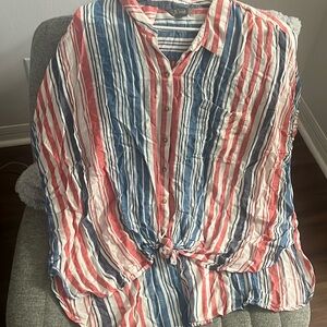 Multicolored tie up short sleeve
